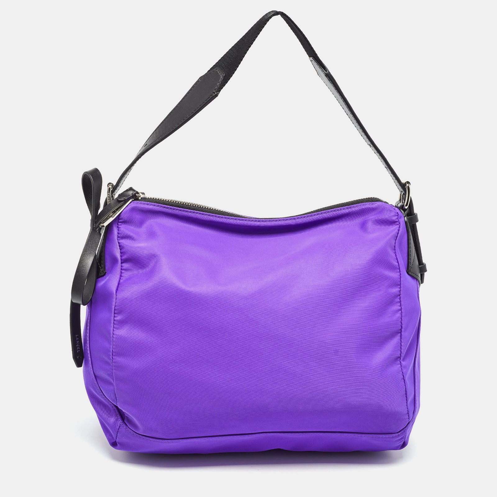 Lancel Purple/Black Nylon and Leather Bow June Hobo