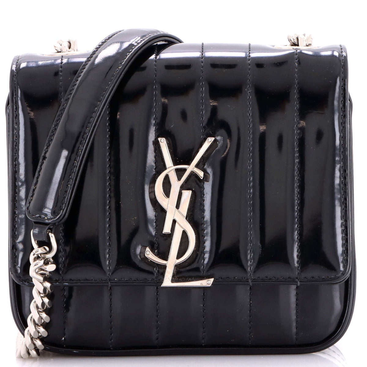 Saint Laurent Vicky Crossbody Bag Vertical Quilted Patent Small
