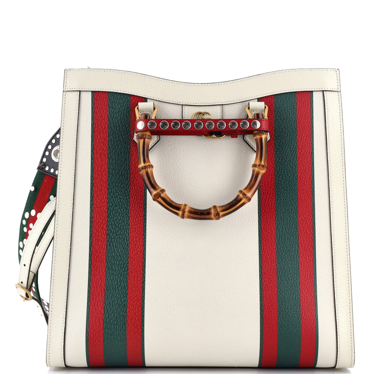 Gucci GUCCI Diana NM Bamboo Handle Tote Printed Leather Large