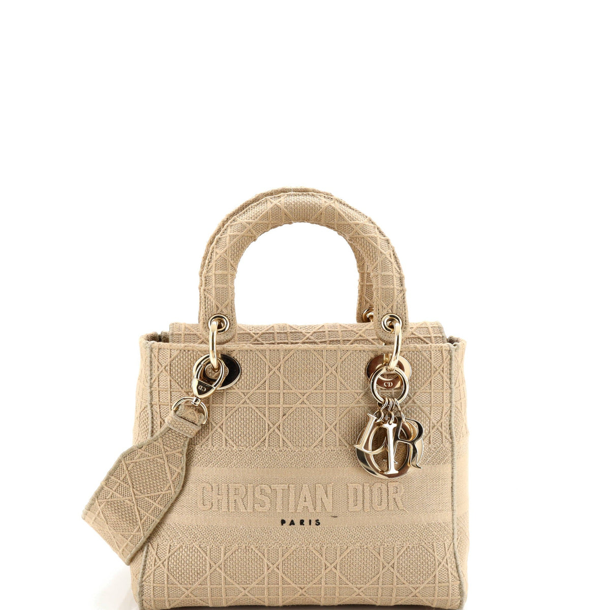 Christian Dior Lady D-Lite Bag Cannage Embroidered Canvas Medium