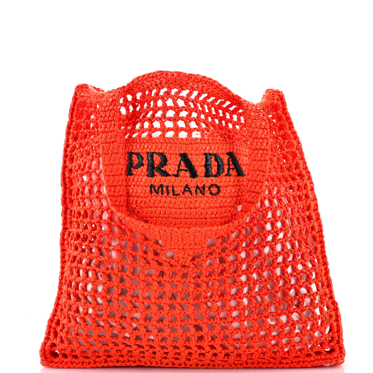 Prada PRADA Triangle Logo Open Tote Raffia