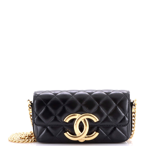CHANEL Giant CC Flap Baguette Bag Quilted Lambskin