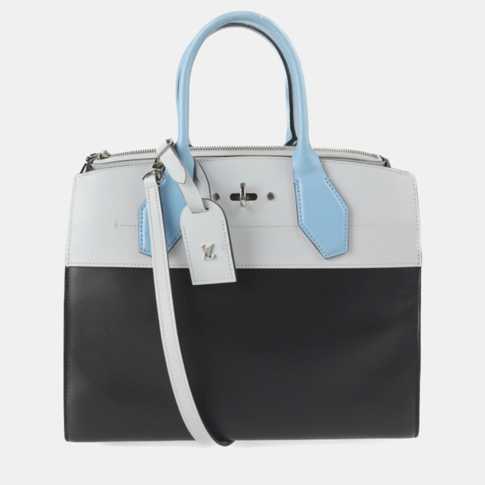 Louis Vuitton Sac City Steamer MM en cuir bleu/noir/gris