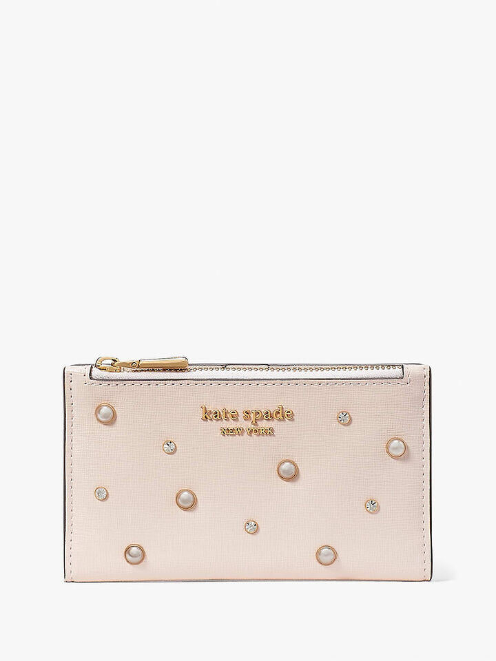 Kate Spade Au Purl Embellished Small Slim Bifold Wallet