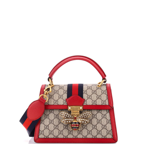 GUCCI Queen Margaret Top Handle Bag GG Coated Canvas with Leather Small