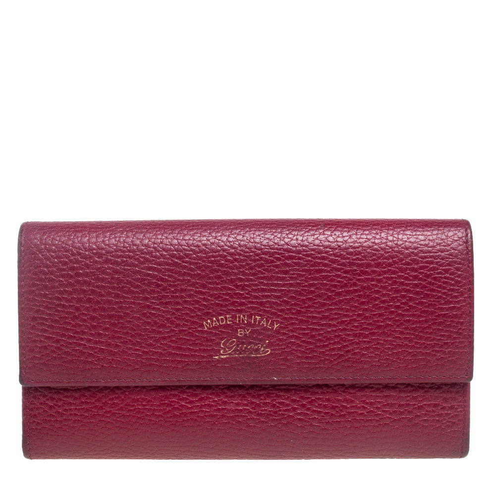 Gucci Burgundy Leather Swing Continental Wallet