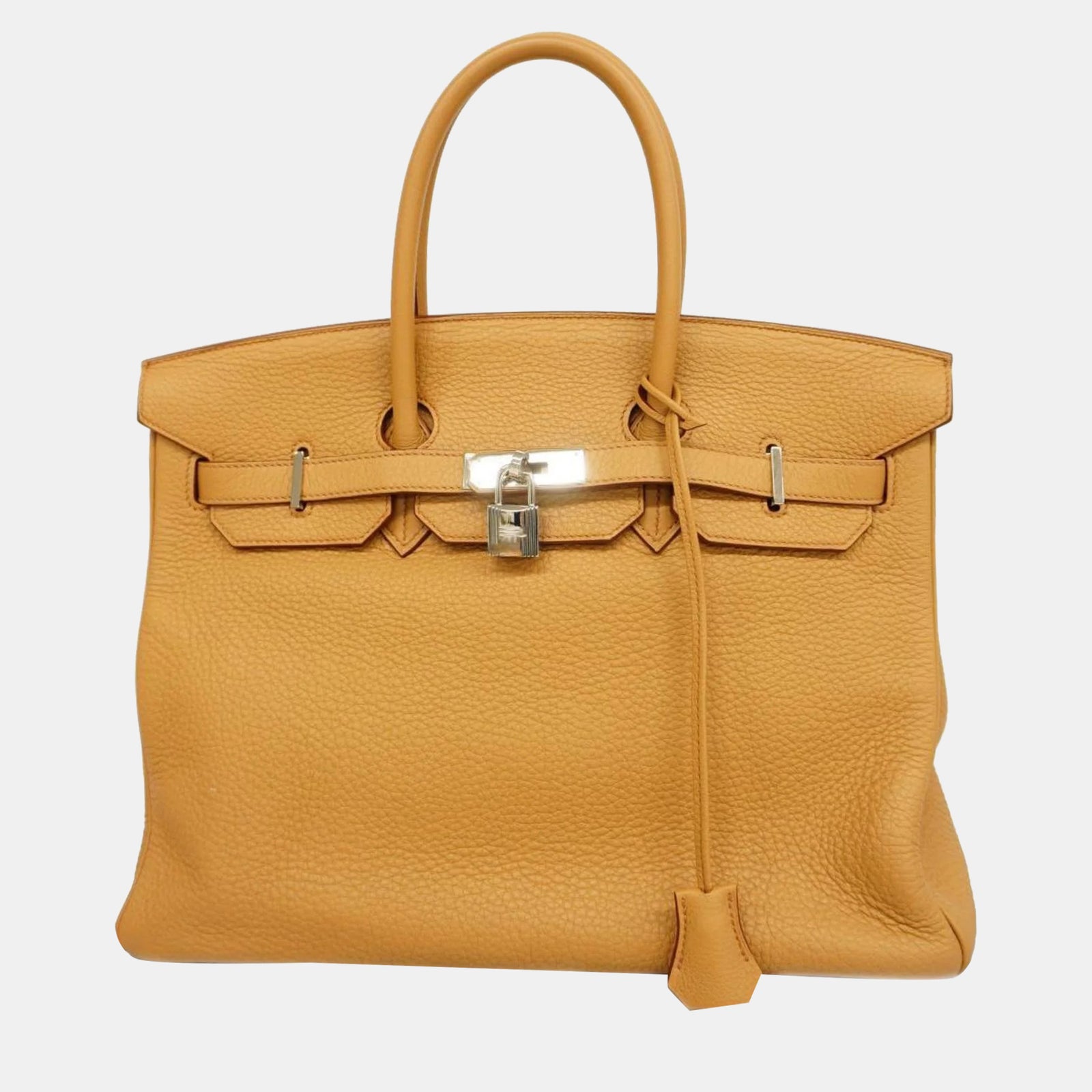 Herm?s Sac à main Birkin 35 Taurillon Clémence Tabac Camel Silver Hardware Femme