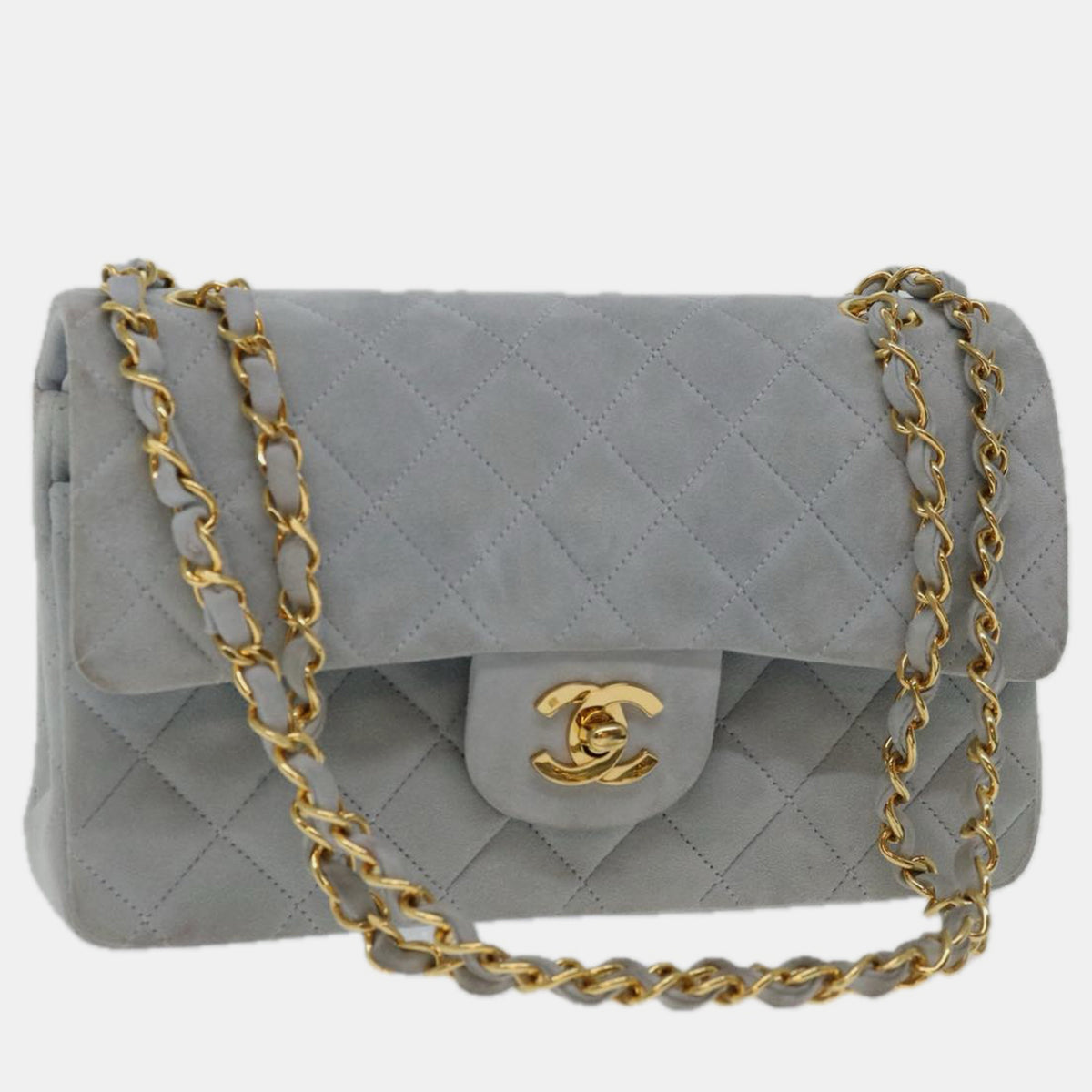 Chanel Blue Suede Timeless Shoulder bag