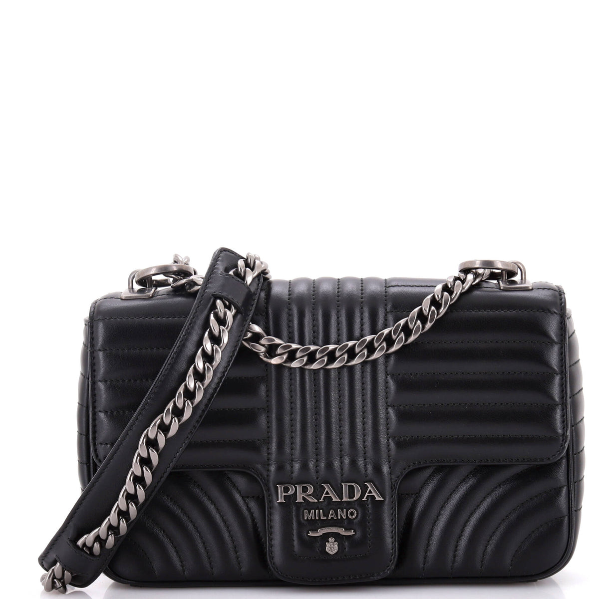 Prada PRADA Chain Flap Shoulder Bag Diagramme Quilted Leather Medium