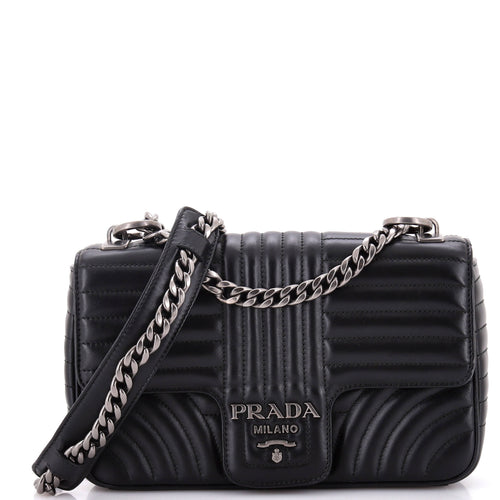 PRADA Chain Flap Shoulder Bag Diagramme Quilted Leather Medium