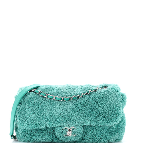 CHANEL CC Chain Flap Bag Quilted Terry Cloth Medium