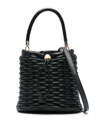 Furla Women's Leather Woven Bucket Bag in Black | Size UNI | WB01468 Color BX3221O6000