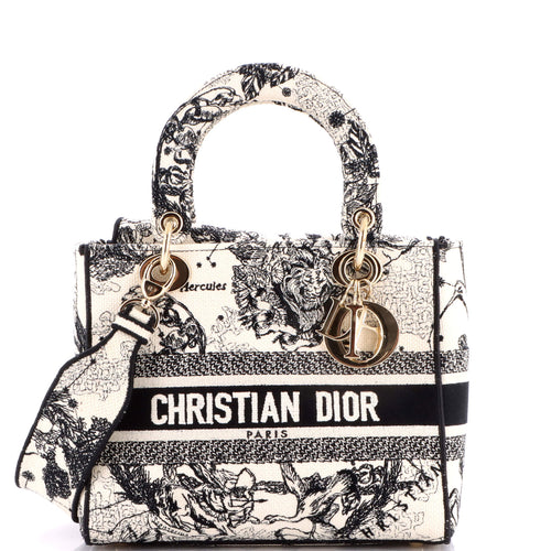 Lady D-Lite Bag Embroidered Canvas Medium