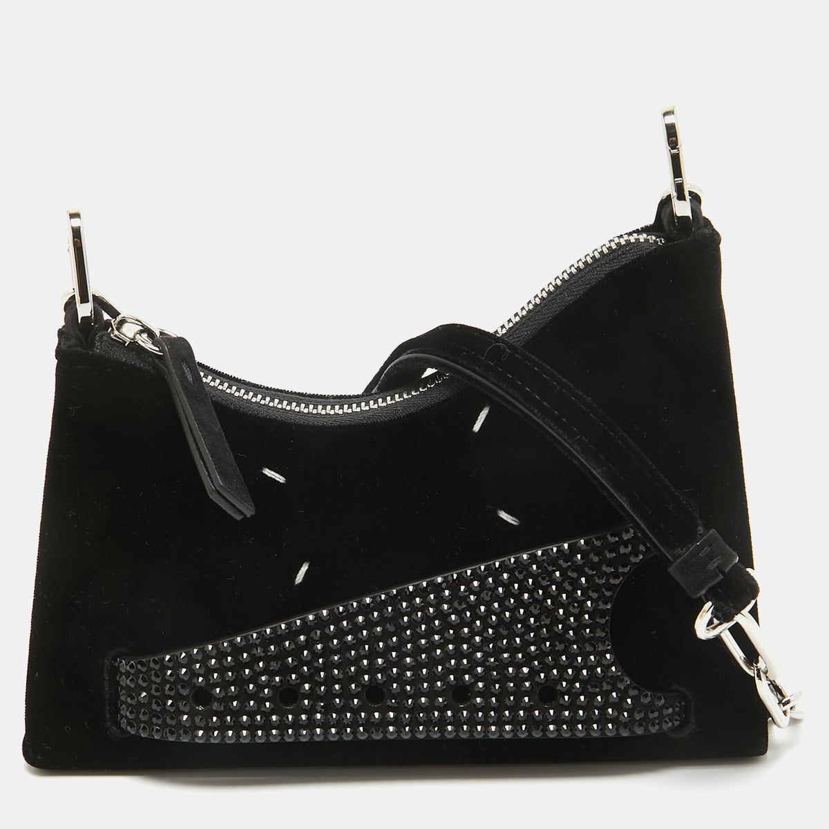 Maison Martin Margiela Maison Margiela Black Velvet Micro Embellished Snatched Hobo