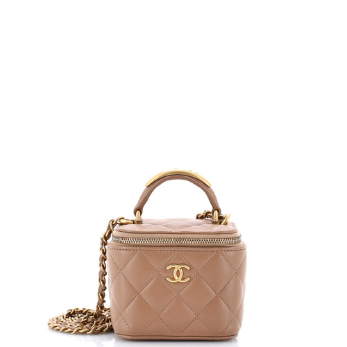 CHANEL Classic Top Handle Vanity Case with Chain Quilted Lambskin Mini