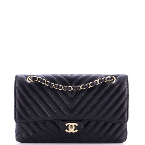 CHANEL Classic Double Flap Bag Chevron Lambskin Medium