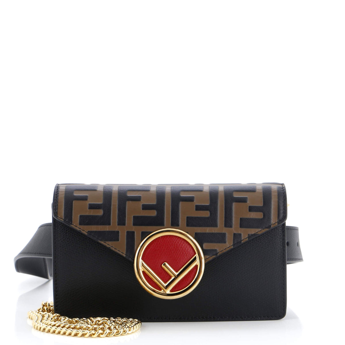 Fendi FENDI F is Convertible Belt Bag Leather with Zucca Embossed Detail
