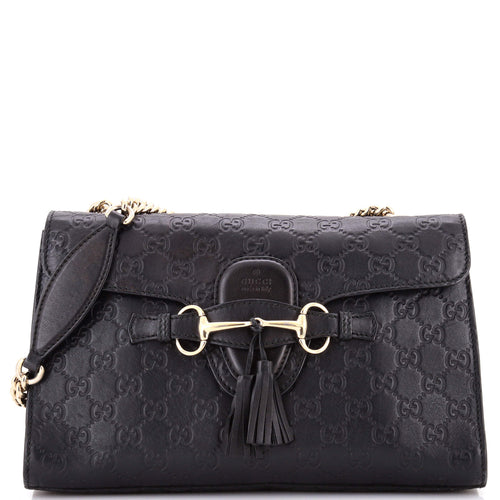 GUCCI Emily Chain Flap Bag Guccissima Leather Medium