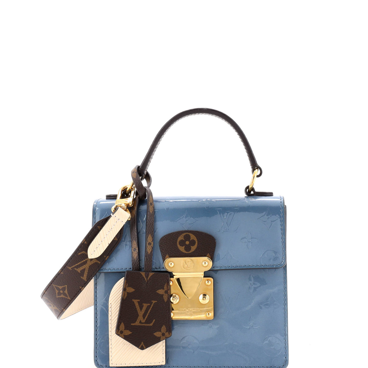 Louis Vuitton Spring Street NM Handbag Monogram Vernis with Monogram Canvas and Epi Leather