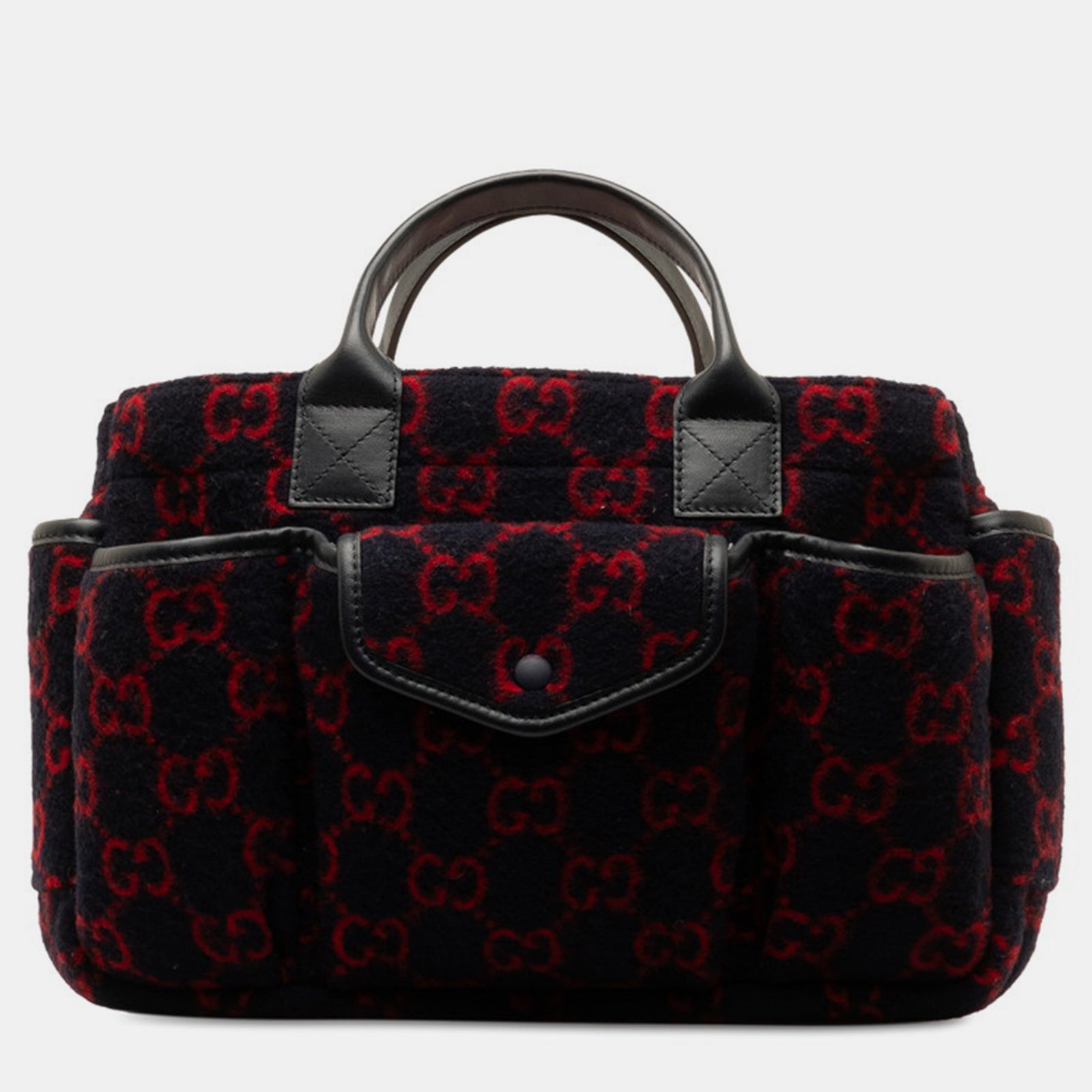 Gucci Black/Red Wool GG Top Handle Bag