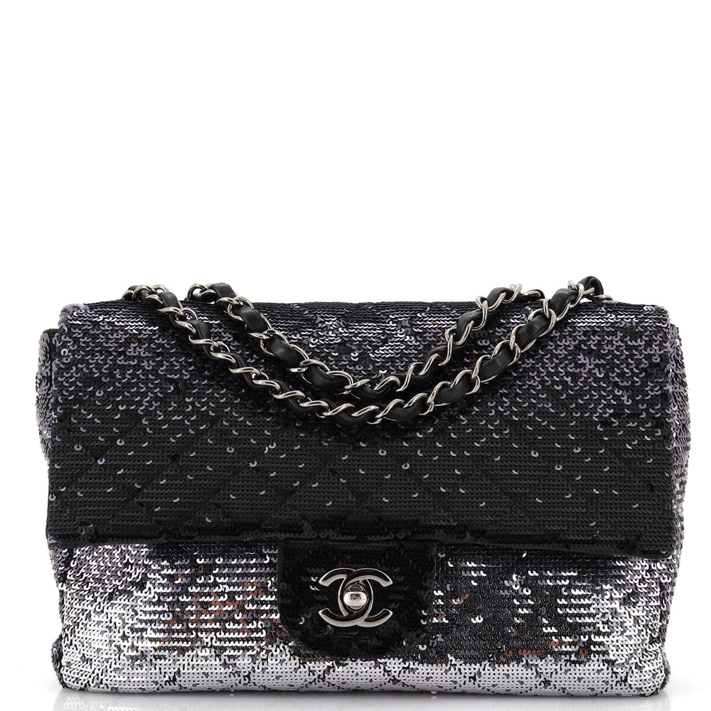 CHANEL CC Flap Bag Quilted Ombre Sequins Medium