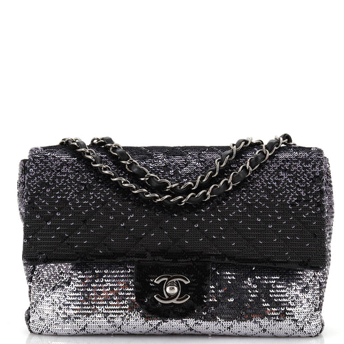 CHANEL CC Flap Bag Quilted Ombre Sequins Medium