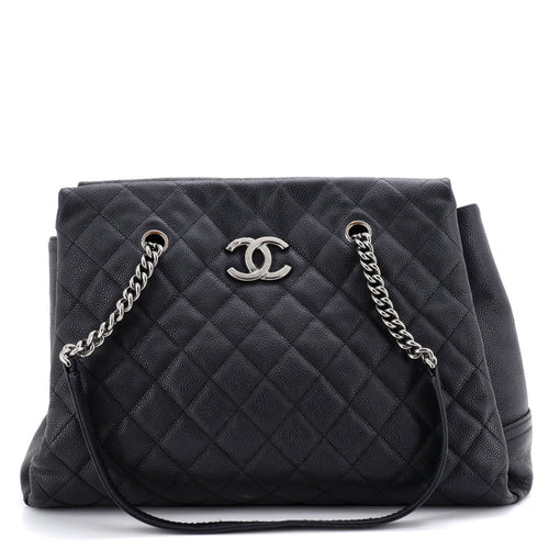 CHANEL Lady Pearly Tote Quilted Caviar Large