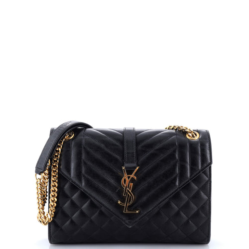 Classic Monogram Envelope Satchel Mixed Matelasse Leather Medium