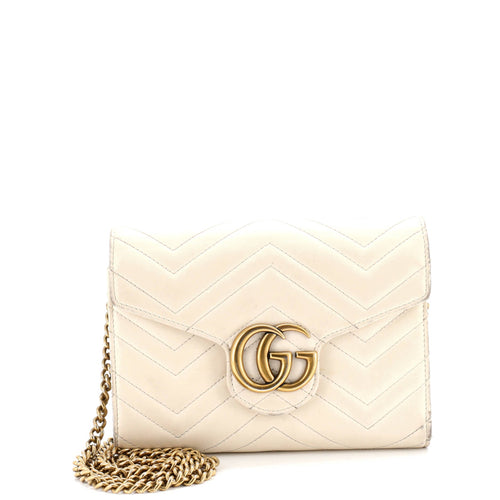 GUCCI GG Marmont Chain Wallet Matelasse Leather Mini