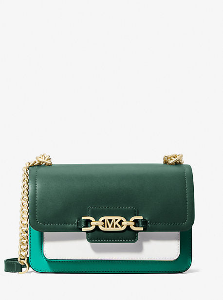 Michael Kors MK Heather Large Color-Block Leather Shoulder Bag - Green - Michael Kors