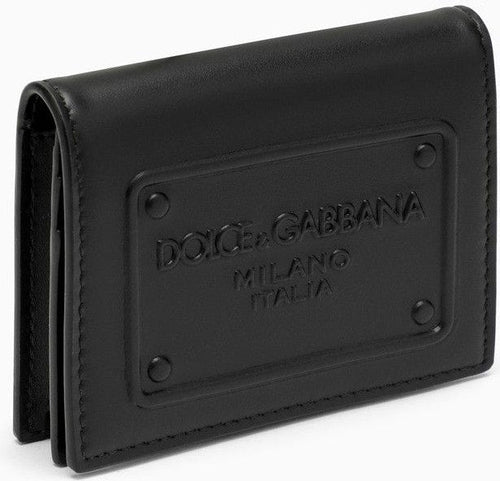 Men's Leather Wallet With Logo in Black | BP1643AG218