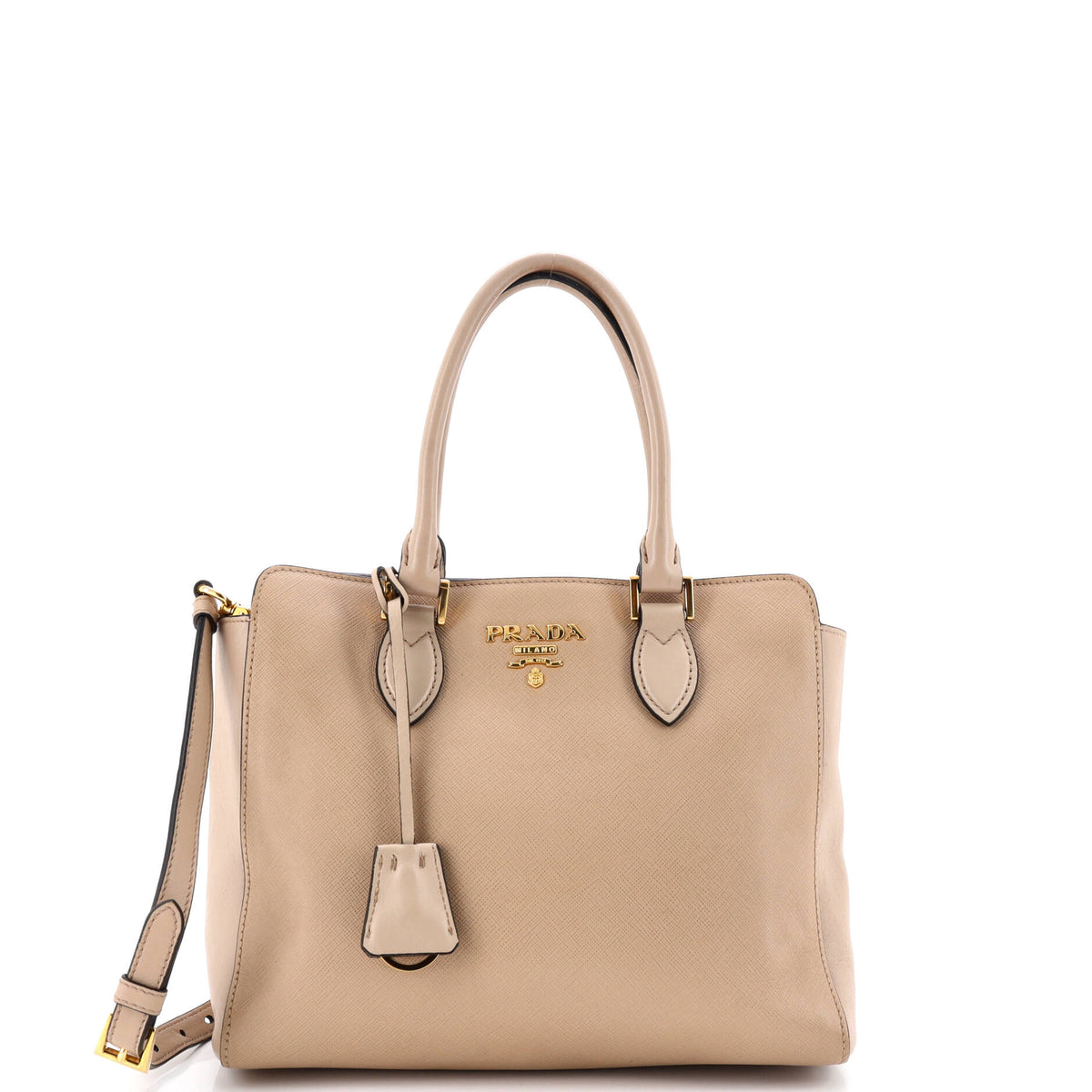 Prada PRADA Convertible Open Tote Saffiano Leather Small