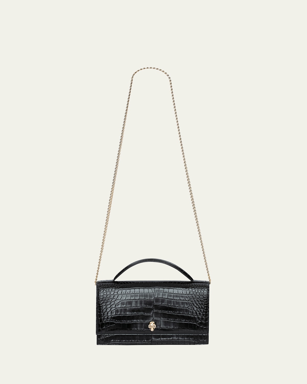 Boss Medium Skull Croc-Embossed Top-Handle Bag