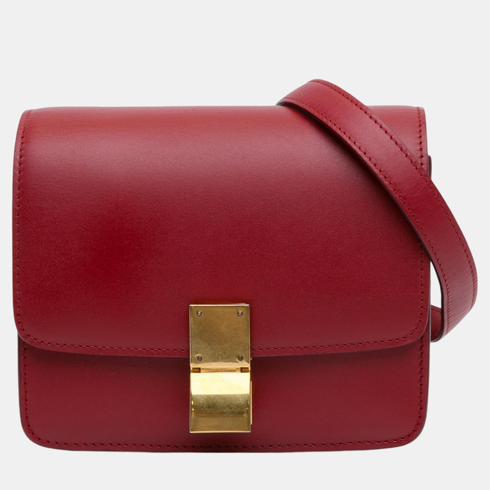 Celine Red Leather Small Classic Box Bag