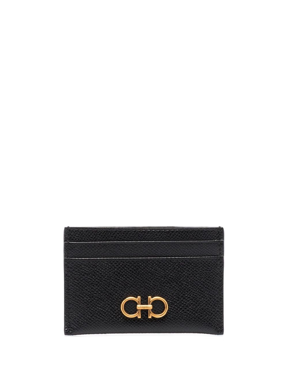 Women's Gancini Plaque Cardholder in Black | Size UNICA | 2200070742164