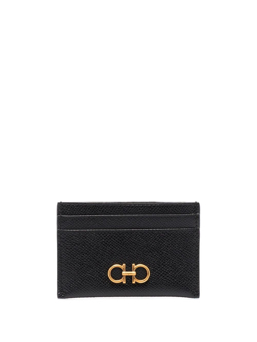 Ferragamo Women's Gancini Plaque Cardholder in Black | Size UNICA | 2200070742164