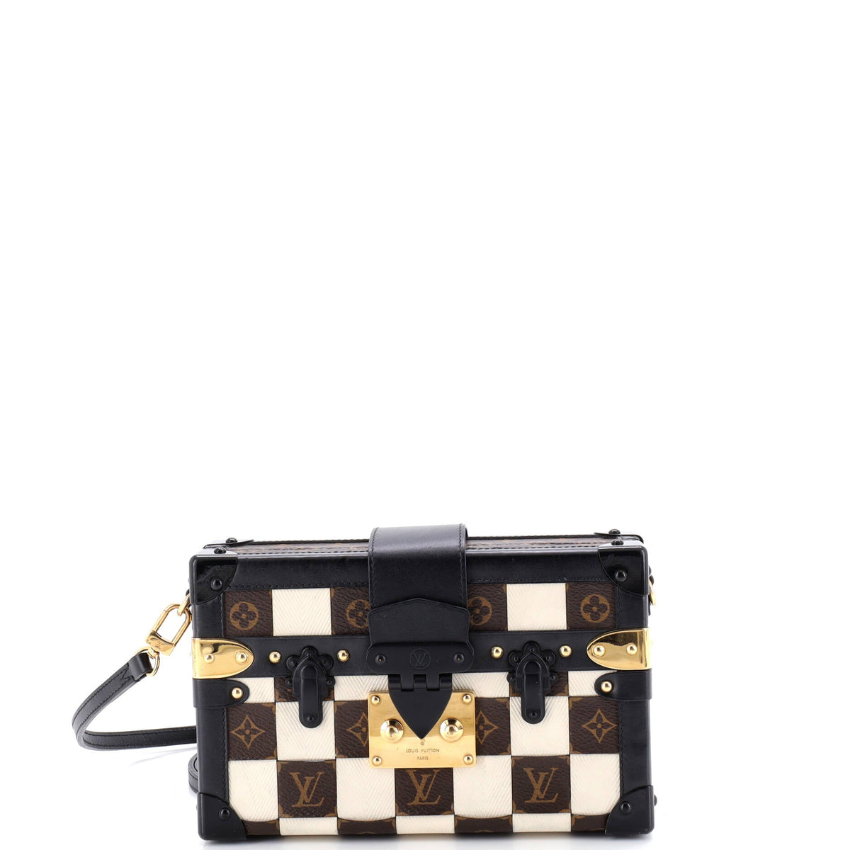 Louis Vuitton Petite Malle Handbag Damier Tressage Monogram Canvas and Leather