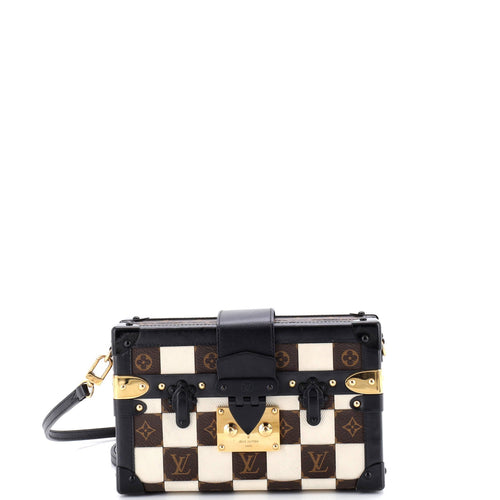 Petite Malle Handbag Damier Tressage Monogram Canvas and Leather