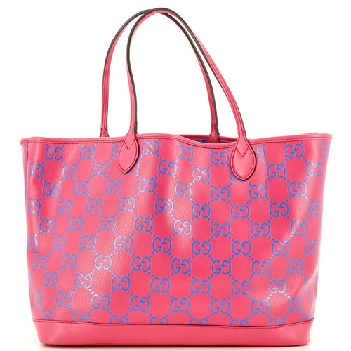 GUCCI Open Tote GG Embossed Perforated Leather Large