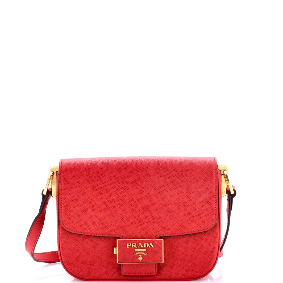 Prada PRADA Embleme Flap Bag Saffiano Leather Small