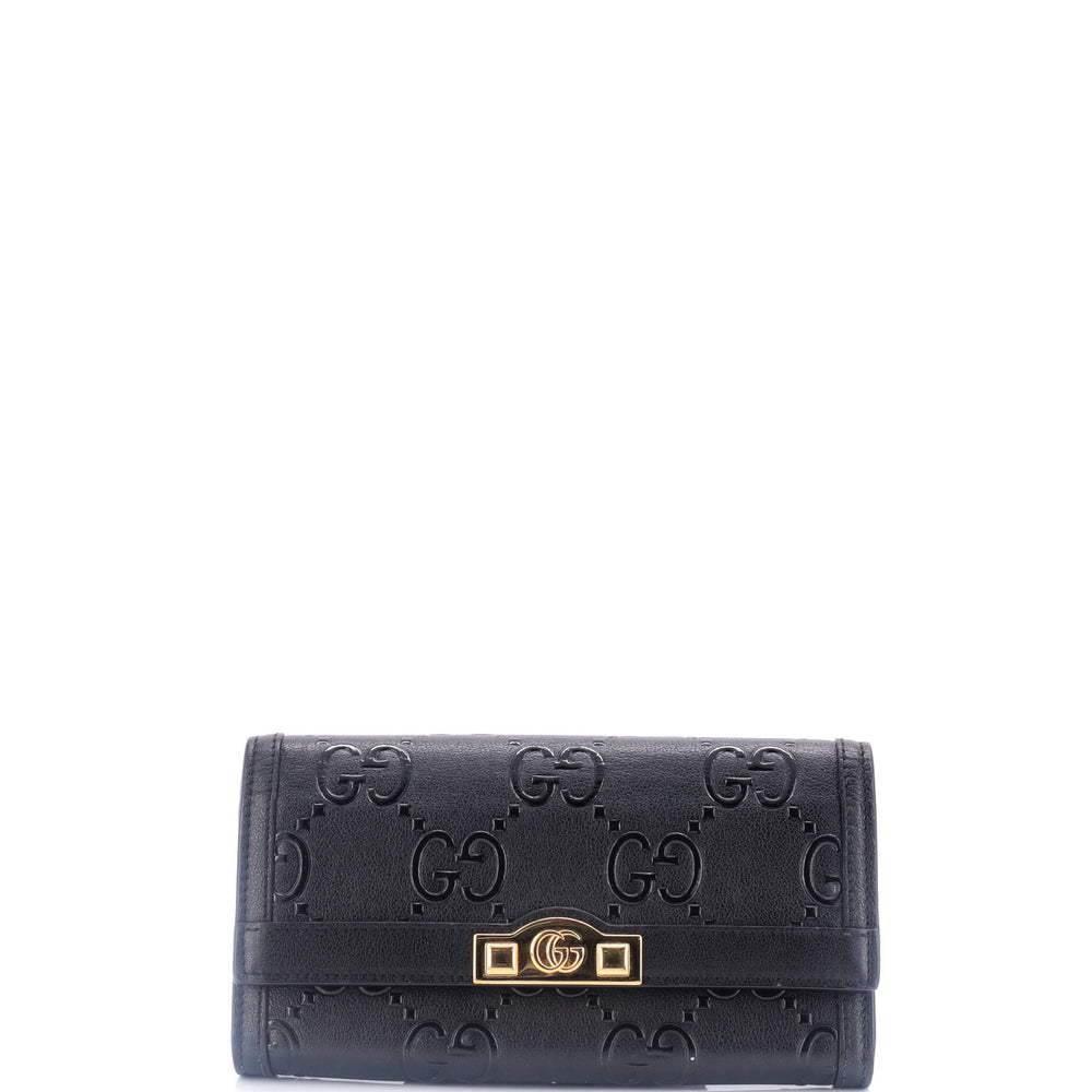 GUCCI Full Flap Wallet GG Embossed Leather