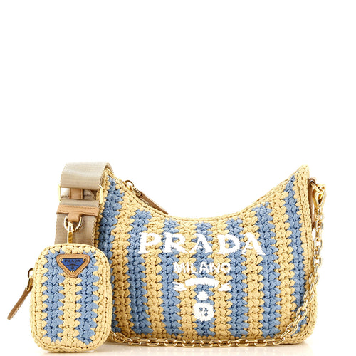 PRADA Re-Edition 2005 Shoulder Bag Raffia Small