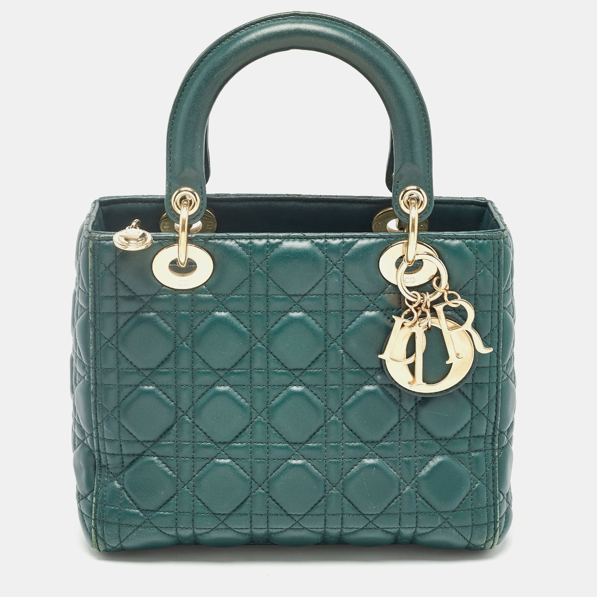 Dior Green Cannage Leather Medium Lady Tote