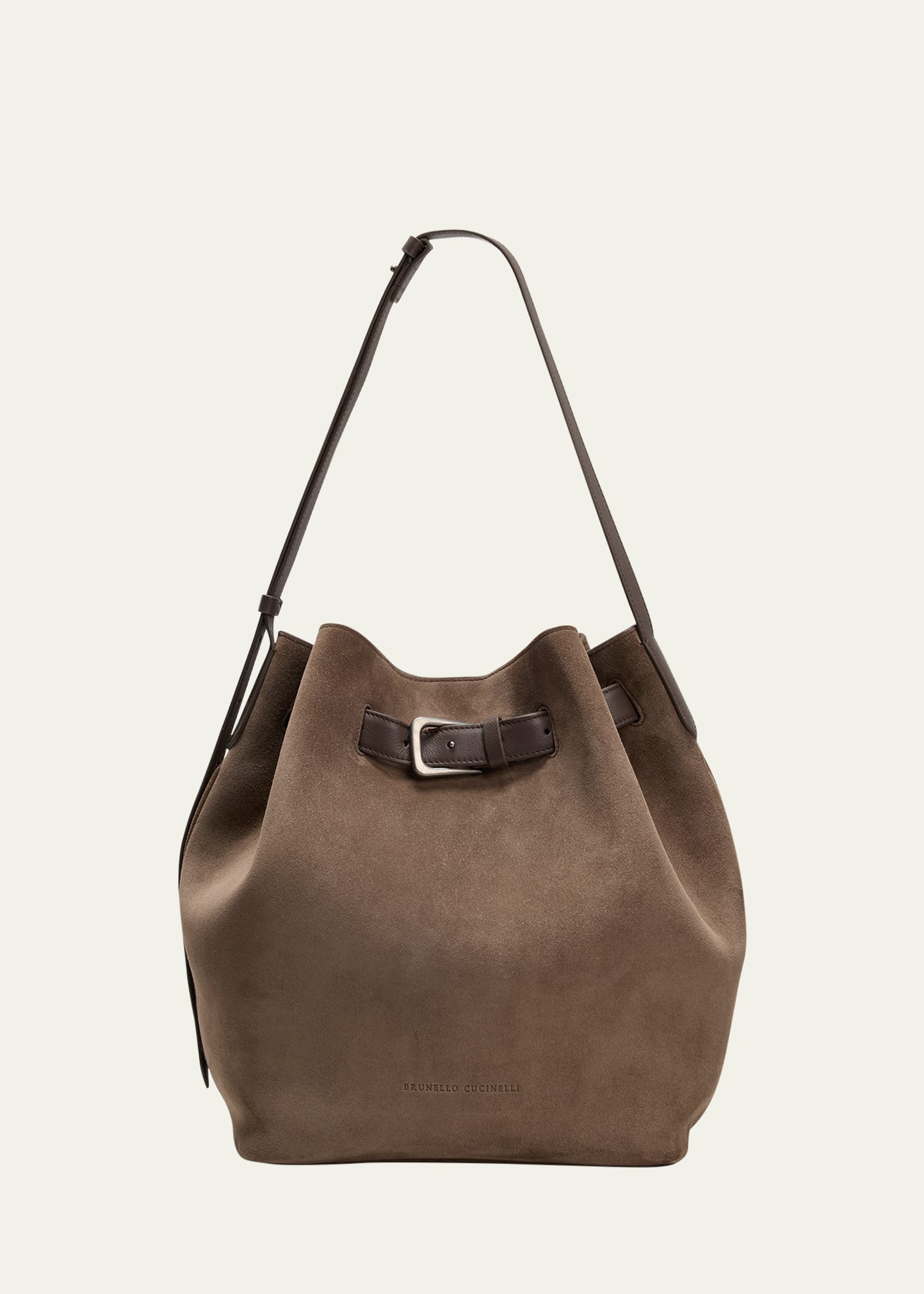 Brunello Cucinelli Medium Belt Velour Bucket Bag