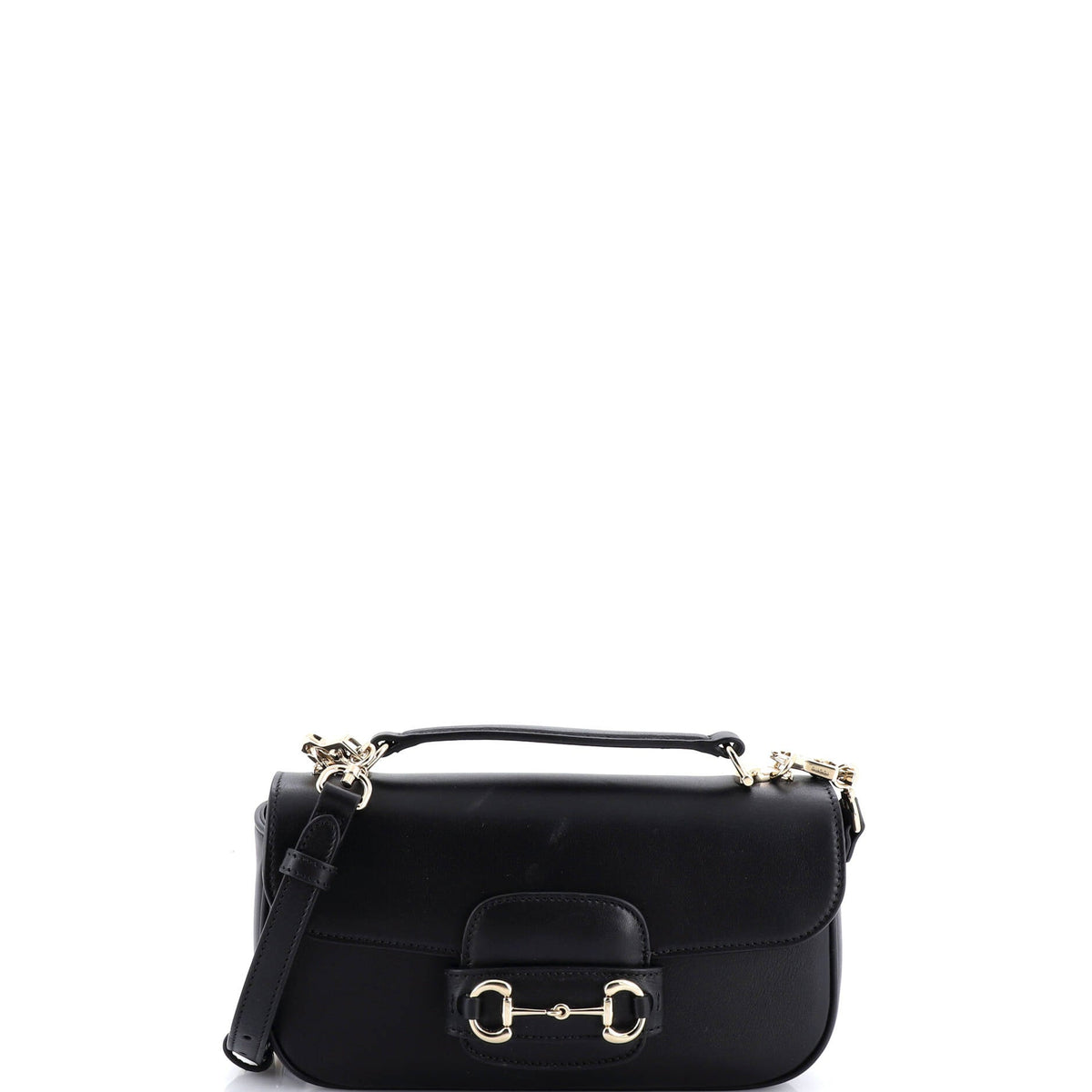 Gucci GUCCI Horsebit 1955 Flap Shoulder Bag Leather East West
