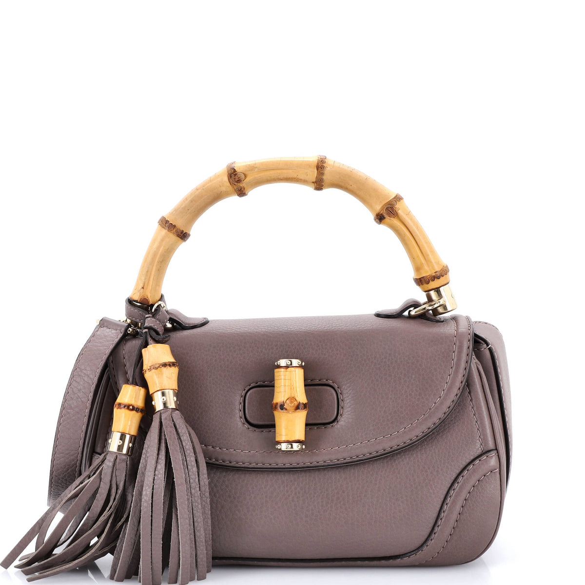 Gucci GUCCI New Convertible Bamboo Top Handle Bag Leather Medium