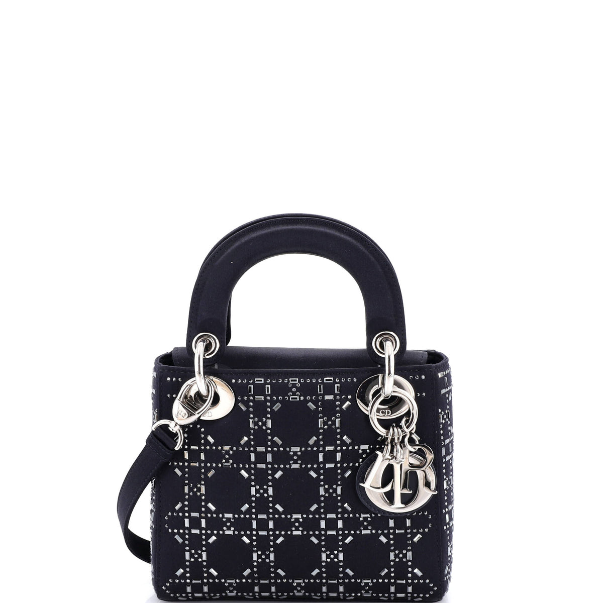 Christian Dior Lady Dior Bag Crystal Embellished Cannage Quilt Satin Mini