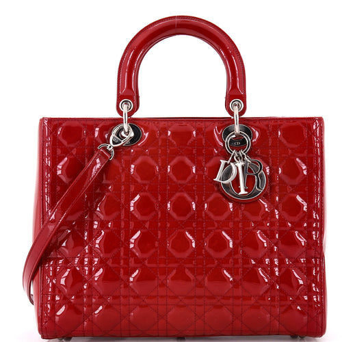 Lady Dior Bag Cannage Quilt Patent Large