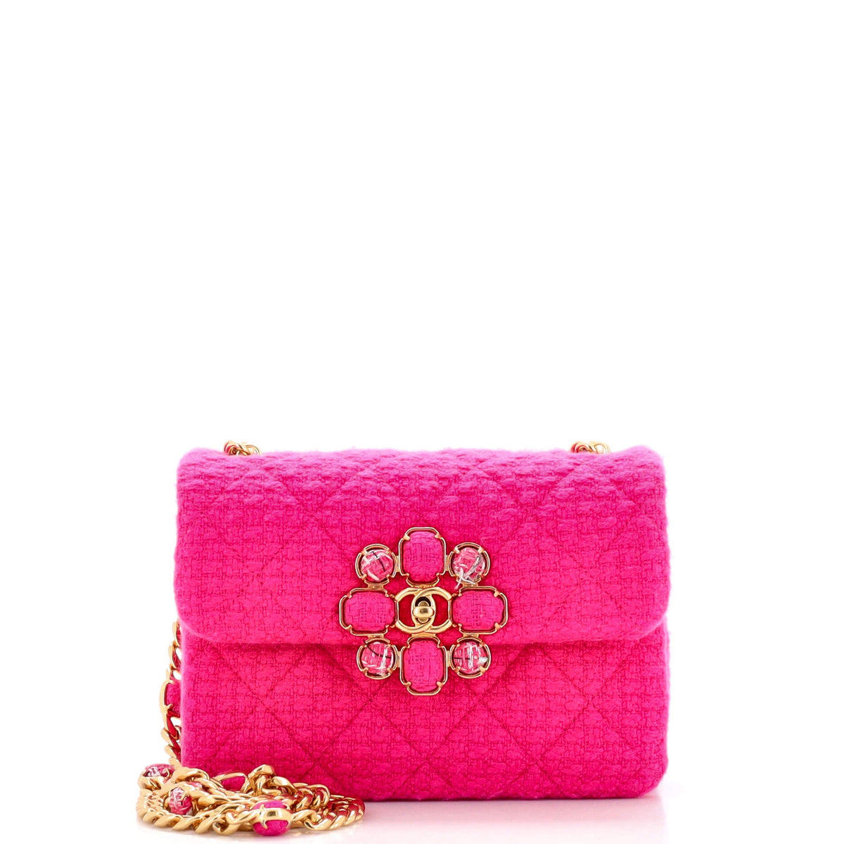 Chanel CHANEL CC Bijoux Chain Flap Quilted Tweed Mini