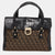 DKNY Black/Brown Monogram Canvas and Croc Embossed Leather Turnlock Flap Tote